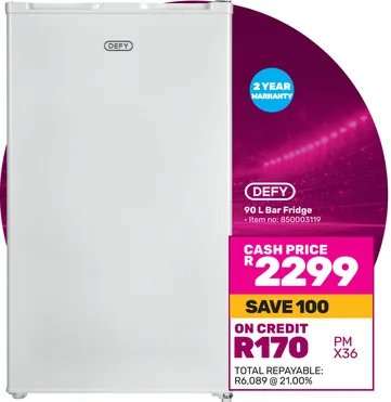 DEFY 90 L Bar Fridge