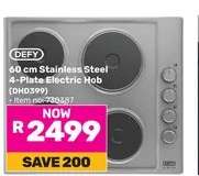 DEFY 60 cm Stainless Steel 4-Plate Electric Hob
