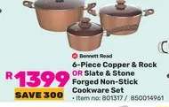 6-Piece Copper & Rock OR Slate & Stone Forged Non-Stick Cookware Set