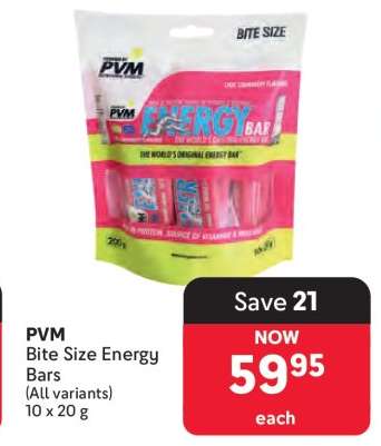 PVM Bite Size Energy Bars