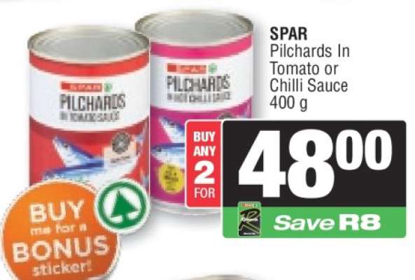 SPAR Pilchards In Tomato or Chilli Sauce 400 g