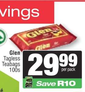 Glen Tagless Teabags 100s