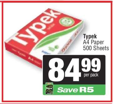 Typek A4 Paper 500 Sheets