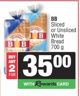 BB Sliced or Unsliced White Bread
