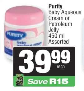 Purity Baby Aqueous Cream or Petroleum Jelly
