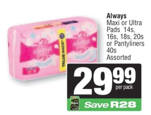 Always Maxi or Ultra Pads