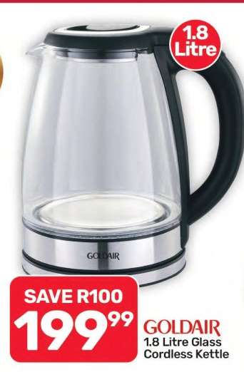 Goldair 1.8 Litre Glass Cordless Kettle