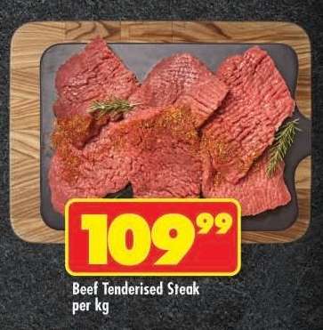 BEEF TENDERISED STEAK per kg