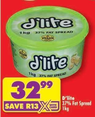 D'LITE 37% FAT SPREAD 1kg