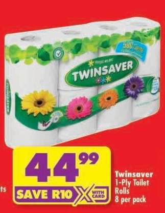 TWINSAVER 1-PLY TOILET ROLLS