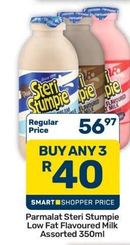 Parmalat Steri Stumpie Low Fat Flavoured Milk Assorted 350ml