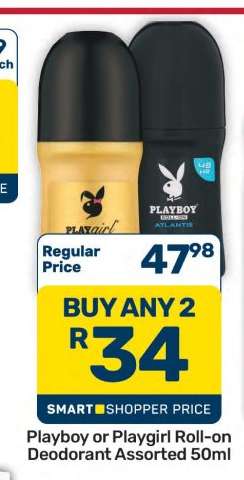 Playboy or Playgirl Roll-on Deodorant Assorted 50ml