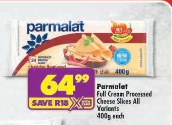 Parmalat Full Cream Processed Cheese Slices All Variants
