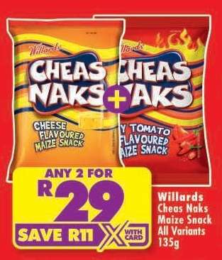 Willards Cheas Naks Maize Snack All Variants 135g