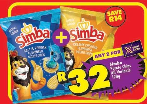 SIMBA POTATO CHIPS all variants 120g
