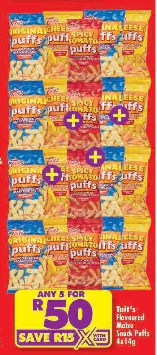 Tait's Flavoured Maize Snack Puffs 4x14g