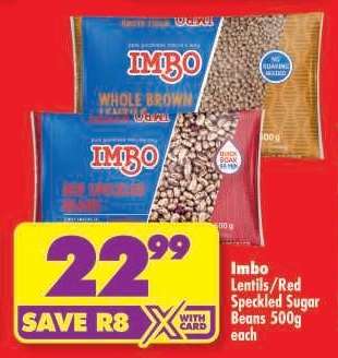 Imbo Lentils/Red Speckled Sugar Beans 500g