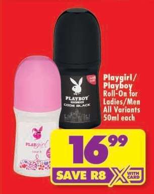 Playgirl/Playboy Roll-On for Ladies/Men All Variants 50ml each