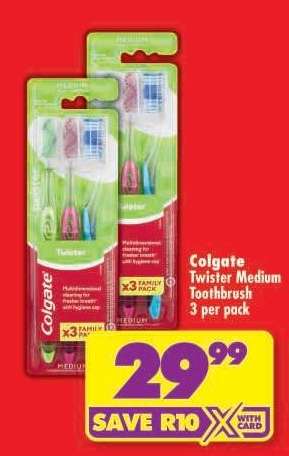 Colgate Twister Medium Toothbrush 3 per pack
