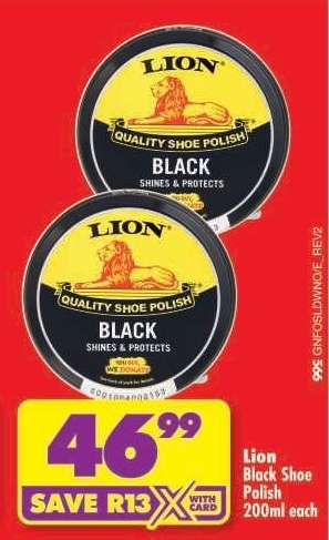 Lion Black Shoe Polish 200ml each