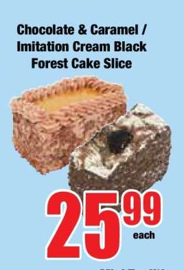 Chocolate & Caramel / Imitation Cream Black Forest Cake Slice
