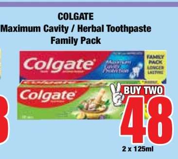 COLGATE Maximum Cavity / Herbal Toothpaste Family Pack