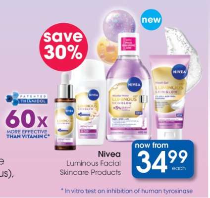 Nivea Luminous Facial Skincare Products