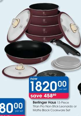 Berlinger Haus 13-Piece Titan Pro Non-Stick Leonardo or Matte Black Cookware Set