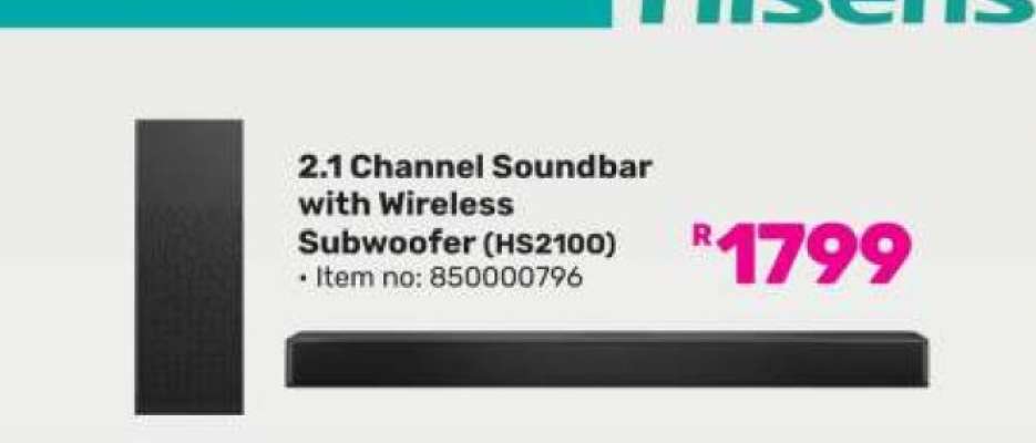 2.1 Channel Soundbar with Wireless Subwoofer (HS2100)