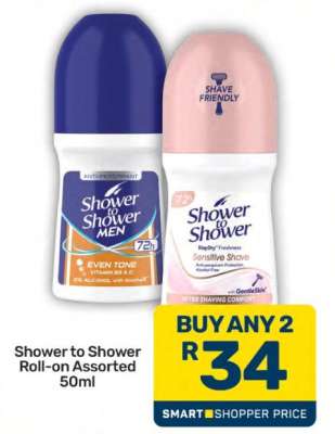 Shower to Shower Roll On Assorted 50ml