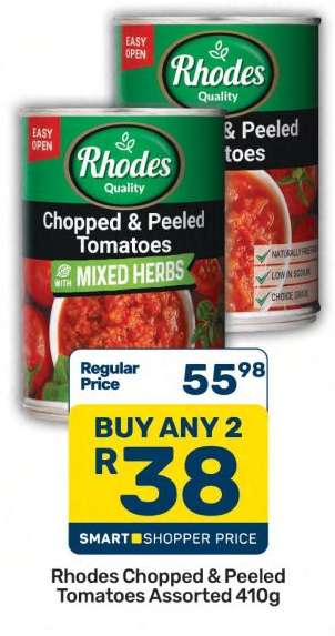 Rhodes Chopped & Peeled Tomatoes Assorted 410g