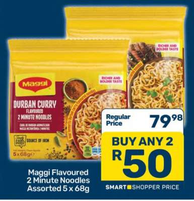 Maggi Flavoured 2 Minute Noodles Assorted 5 x 68g