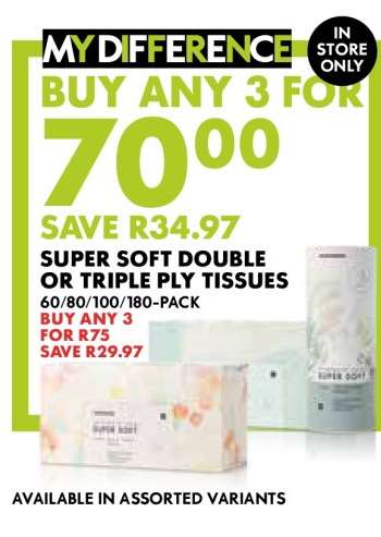Super Soft Double or Triple Ply Tissues