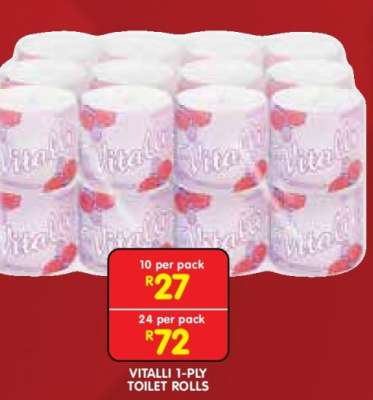 VITALLI 1-PLY TOILET ROLLS