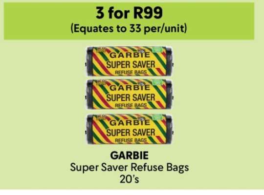 GARBIE Super Saver Refuse Bags 20's