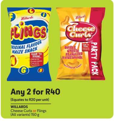 Willards Cheese Curls or Flings