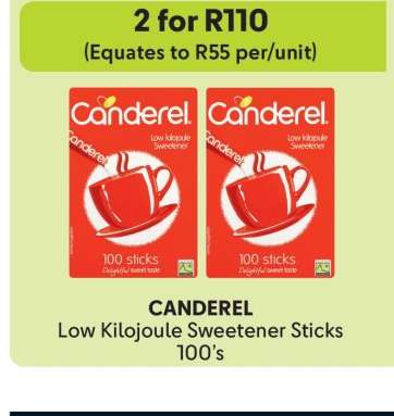 CANDEREL Low Kilojoule Sweetener Sticks 100’s
