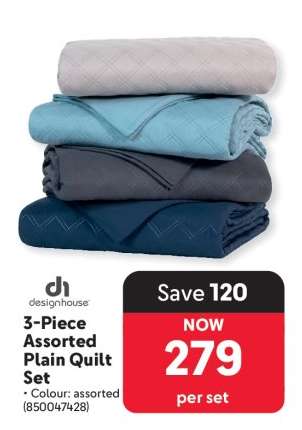 3-Piece Assorted Plain Quilt Set