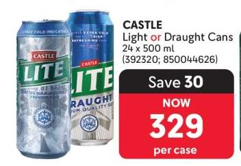 CASTLE Light or Draught Cans