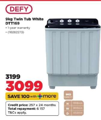 DEFY 9KG Twin Tub White DTT169