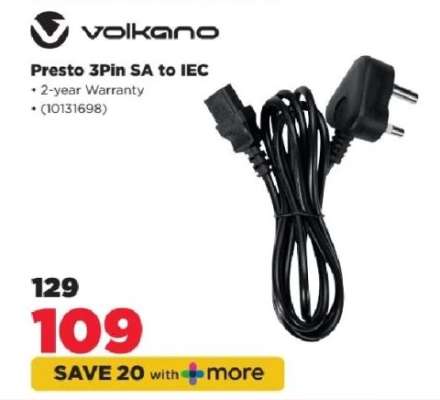 Volkano Presto 3Pin SA to IEC