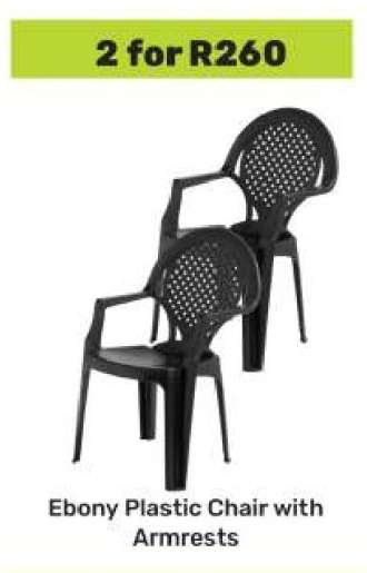 Ebony Plastic Chair with Armrests