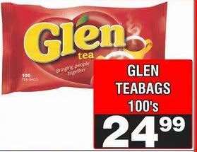 GLEN TEABAGS 100's