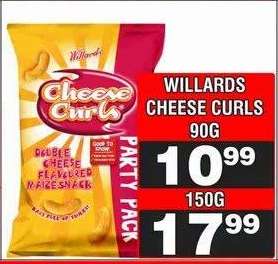WILLARDS CHEESE CURLS 90G