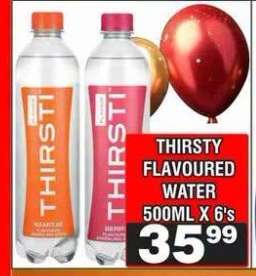 THIRSTY FLAVOURED WATER 500ML X 6's