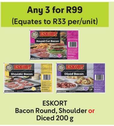 ESKORT Bacon Round, Shoulder or Diced 200 g