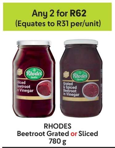 RHODES Beetroot Grated or Sliced 780 g