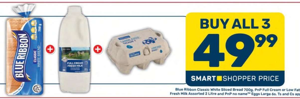 Blue Ribbon Classic White Sliced Bread, Full Cream Fresh Milk, Eggs
