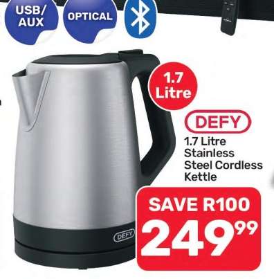 DEFY 1.7 Litre Stainless Steel Cordless Kettle