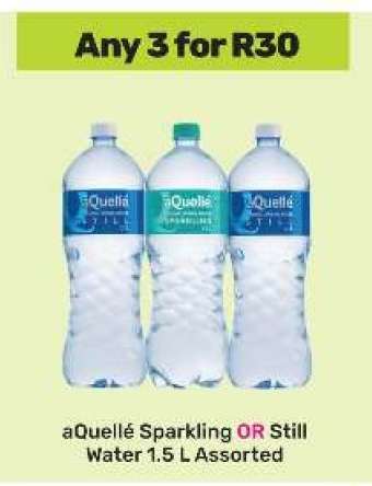 aQuellé Sparkling OR Still Water 1.5 L Assorted